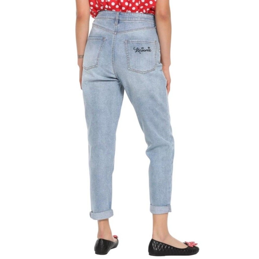 Her Universe Disney Minnie Mouse Embroidered Mom Blue Jeans Size 9 - Picture 4 of 12